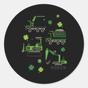 St Patricks Day Boys Kids Toddler Construction Tru Classic Round Sticker