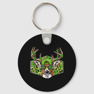 St Patricks Day Buck Camo Deer Retro Hunting Boys Key Ring