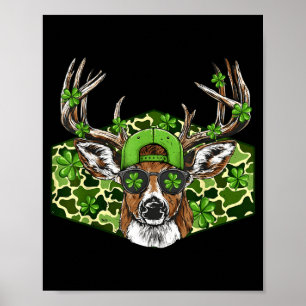 St Patricks Day Buck Camo Lucky Hunting Deer Irish Poster
