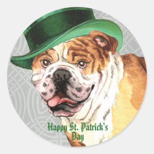 St. Patrick's Day Bulldog Classic Round Sticker