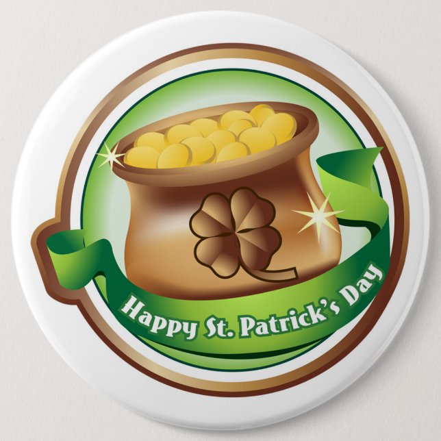 St Patrick's Day Button/Clovers 6 Cm Round Badge (Front)