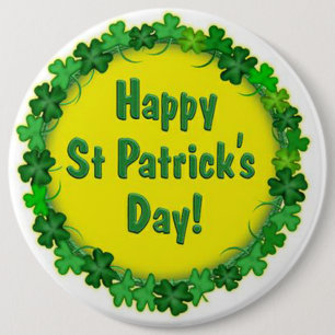 St Patrick's Day Button/Clovers 6 Cm Round Badge