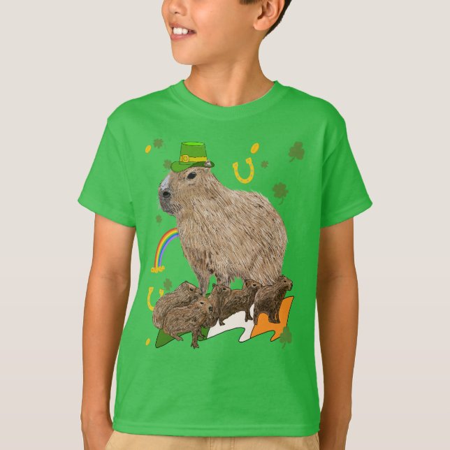 St Patricks Day Capybara Irish T-Shirt (Front)