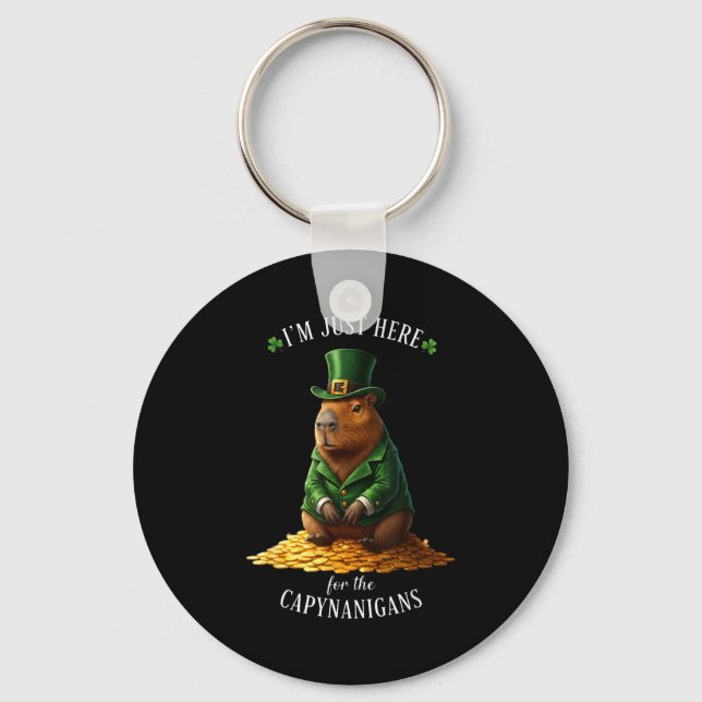 St patricks day capybara leprechaun gold coins key ring (Front)