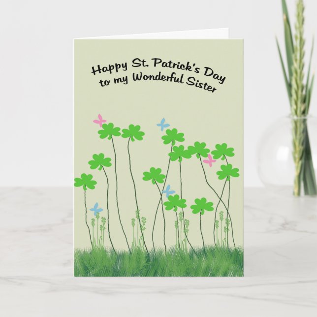 St. Patrick's Day Card for Sister with Shamrocks (Front)
