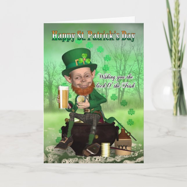 St. Patrick's Day Card - With Leprechaun (Front)