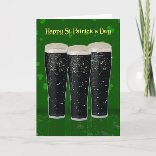 St. Patrick's Day Card With Pints of Irish Beer (Front)