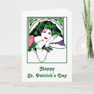 St. Patrick's Day Card With Pretty Lady