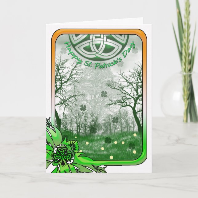 St Patrick's Day Card With Shamrock, Scenery (Front)