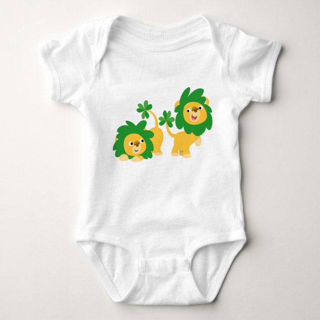 St Patrick's Day Cartoon Lions Baby Apparel Bodysuit (Front)