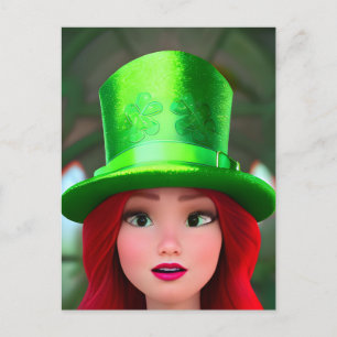 St. Patricks Day Cartoon Woman Postcard