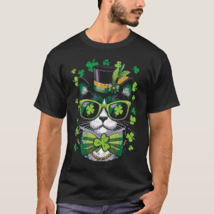 St Patricks Day Cat Bow Tuxedo Saint Pattys Men Bo T-Shirt