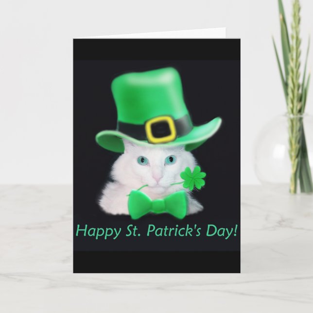 St.Patricks Day Cat Card (Front)