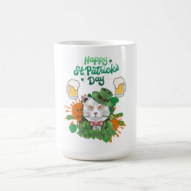 St. Patrick's Day Cat - Holiday - Design Magic Mug (Center)