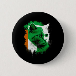 St. Patrick's Day Cat Irish Flag Ireland Men Women 6 Cm Round Badge