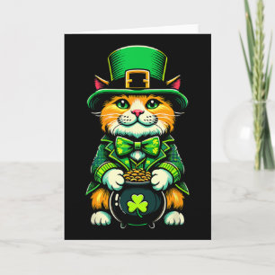 St Patrick's Day Cat Leprechaun Cat Irish Shamrock Card