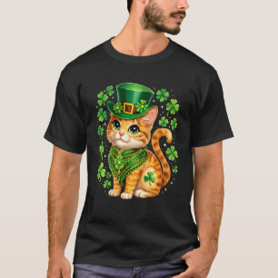 St Patricks Day Cat Leprechaun Hat Shamrock Saint T-Shirt