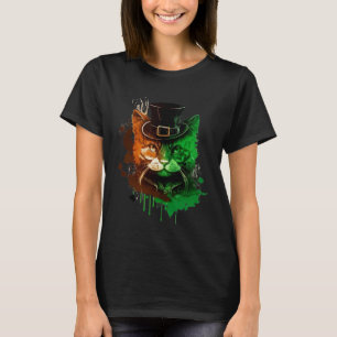 St Patricks Day Cat Leprechaun  Lucky Green Proud  T-Shirt