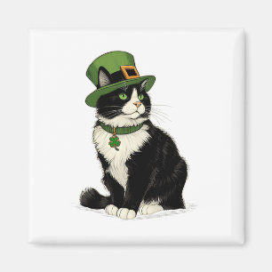 St Patricks Day Cat Leprechaun Shamrock Cat Kitten Magnet