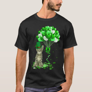 St Patricks Day Cat Shamrock Balloons Go Lucky St  T-Shirt