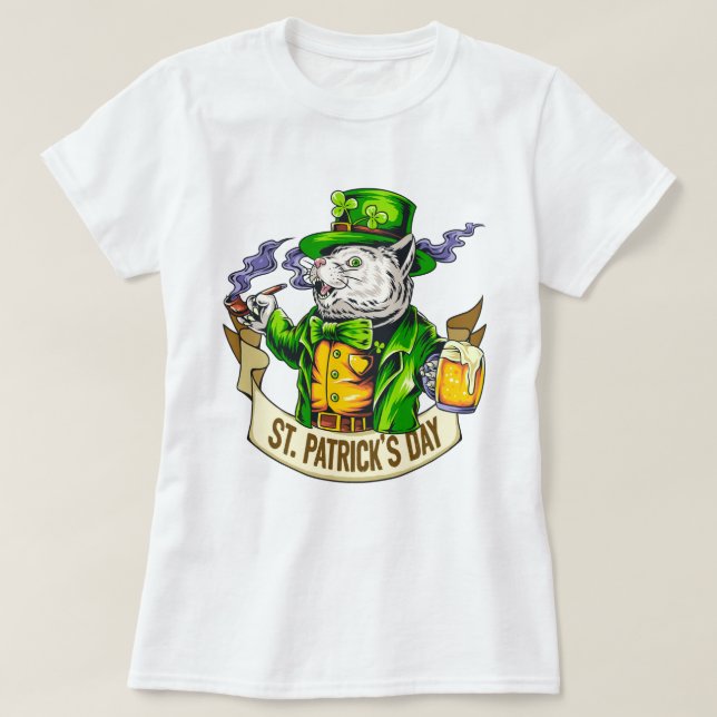 St. Patrick's Day Cat T-Shirt (Design Front)