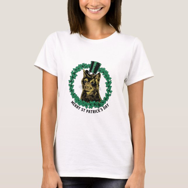 St. Patrick's Day Cat T-Shirt (Front)