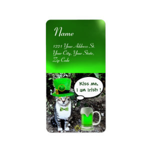 ST PATRICK'S  DAY CAT  WITH GREEN IRISH BEER LABEL