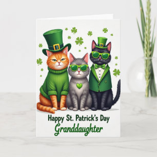 St Patricks Day Cats Granddaughter Card