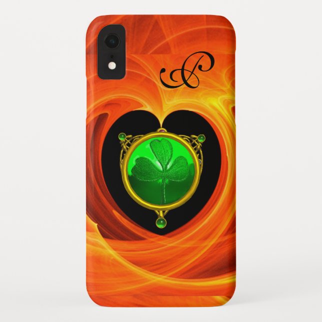 ST PATRICK'S DAY CELTIC HEART,SHAMROCK MONOGRAM Case-Mate iPhone CASE (Back)