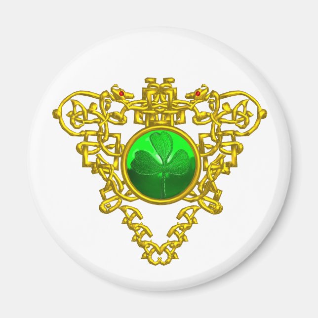 ST. PATRICK'S DAY CELTIC HEART SHAMROCK White Magnet (Front)