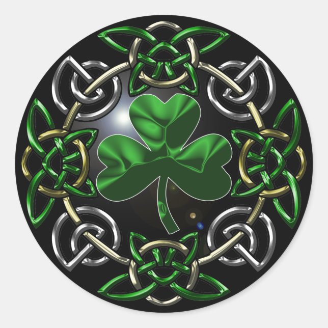 St. Patrick's Day Celtic knot design Classic Round Sticker (Front)