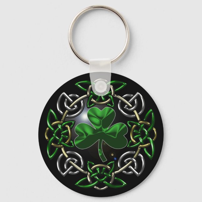 St. Patrick's Day Celtic knot design Key Ring (Front)