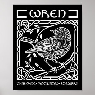 St Patricks Day Celtic Knot Zodiac Wren June 10 - Poster