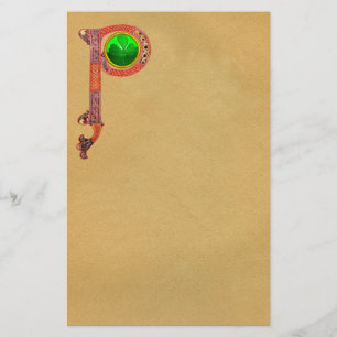 ST PATRICK'S DAY CELTIC P MONOGRAM WITH SHAMROCK STATIONERY