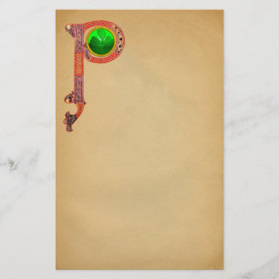 ST PATRICK'S DAY CELTIC P MONOGRAM WITH SHAMROCK STATIONERY