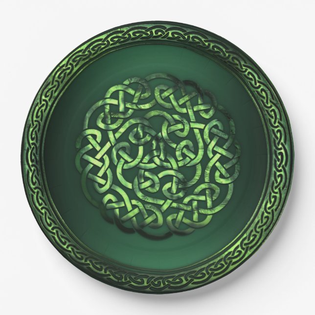 St. Patrick's Day - Celtic Pattern Round Paper Plate (Front)