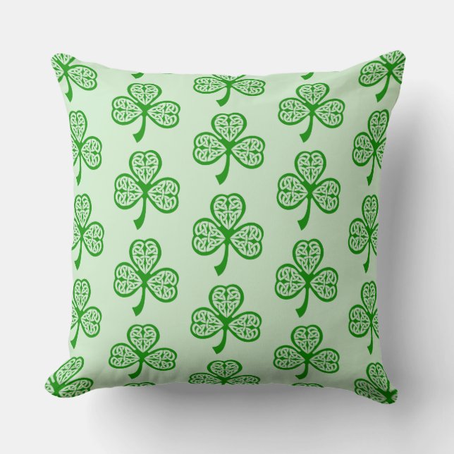 St. Patrick's Day Celtic Shamrocks Throw Pillow (Front)