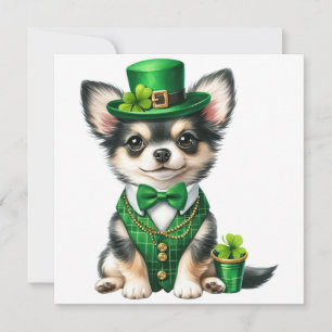 St. Patrick's Day Chihuahua dog Holiday Card