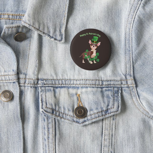 St. Patrick's Day Chihuahua puppy button (In Situ)