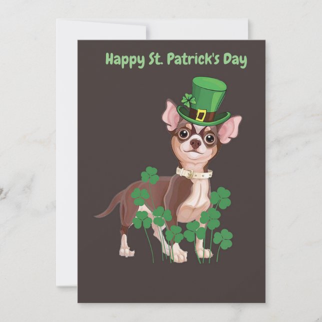 St. Patrick's Day Chihuahua puppy flat card (Front)