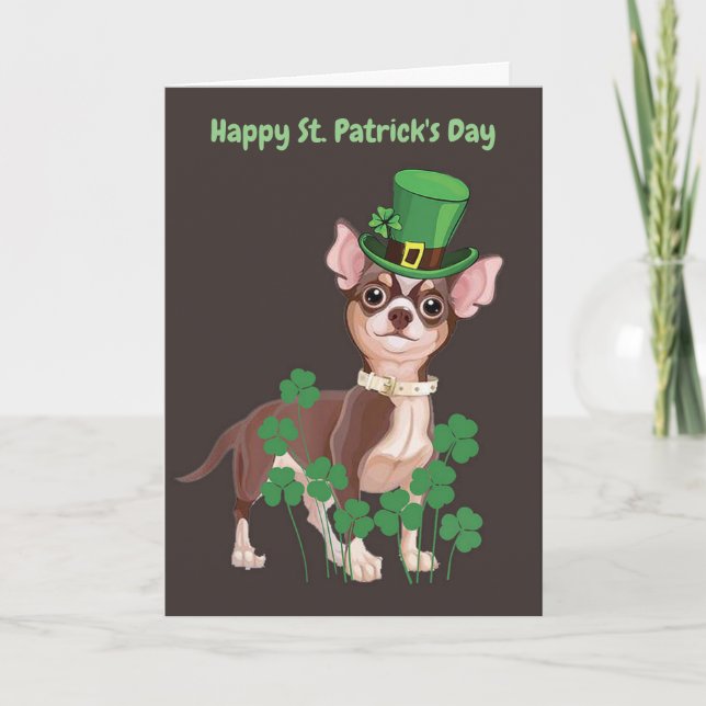 St. Patrick's Day Chihuahua puppy greeting card (Front)