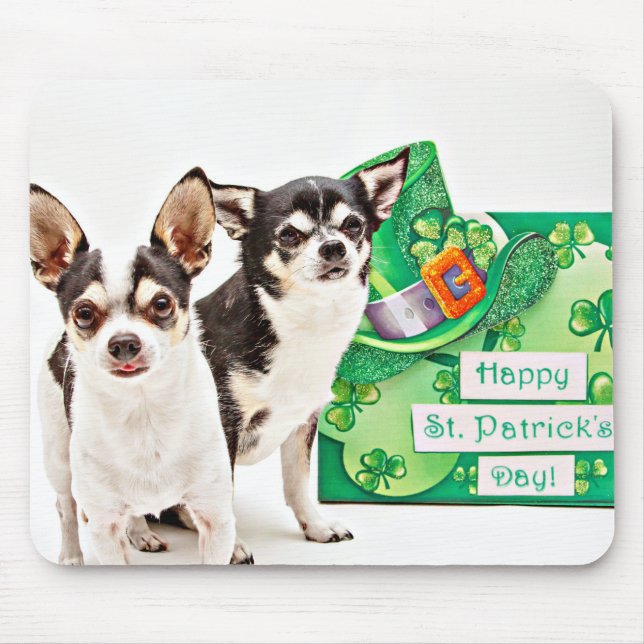St. Patrick's Day Chihuahua's Mouse Pad (Front)
