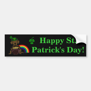 St. Patrick's Day Chocolate Lab Rainbow Bumper Sticker