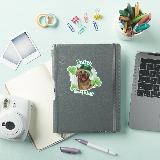 St. Patrick's Day Chocolate Lab Vinyl Sticker (iPad Cover)