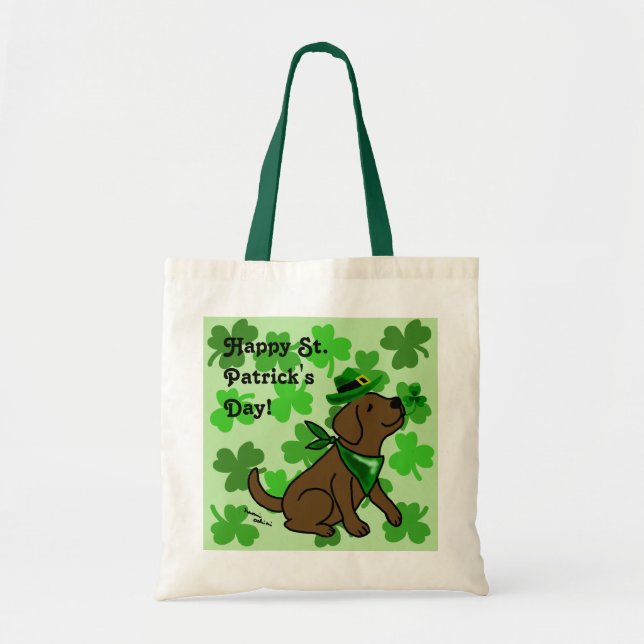 St. Patrick's Day Chocolate Labrador Tote Bag (Front)