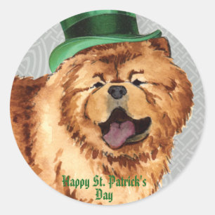 St. Patrick's Day Chow Classic Round Sticker