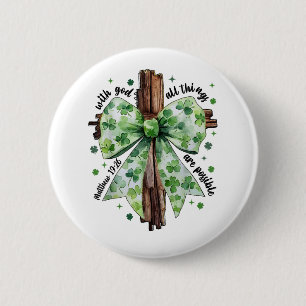 St. Patrick's Day Christian Faith Clover Shamrock 6 Cm Round Badge