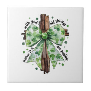 St. Patrick's Day Christian Faith Clover Shamrock Tile