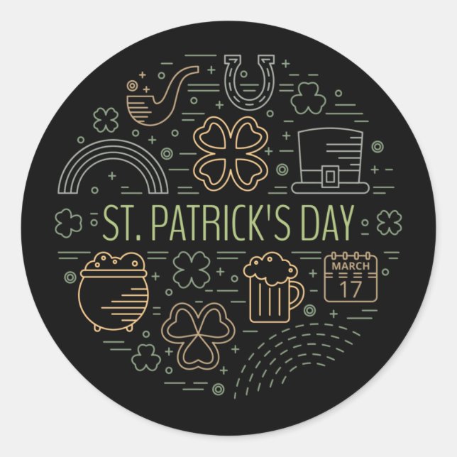 St. Patrick's Day Classic Round Sticker (Front)