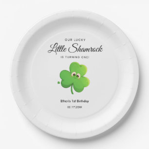 St Patrick's Day Clover 1st Birthday Paper Plate